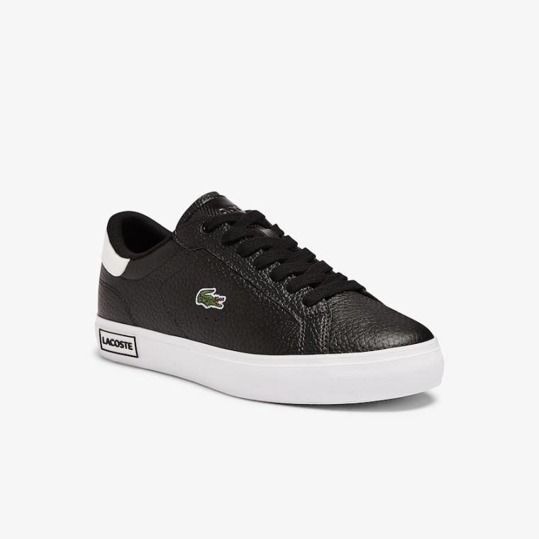 Lacoste Powercourt Bőr and Szintetikus Sneakers Fekete Fehér | 5PbeYpAq