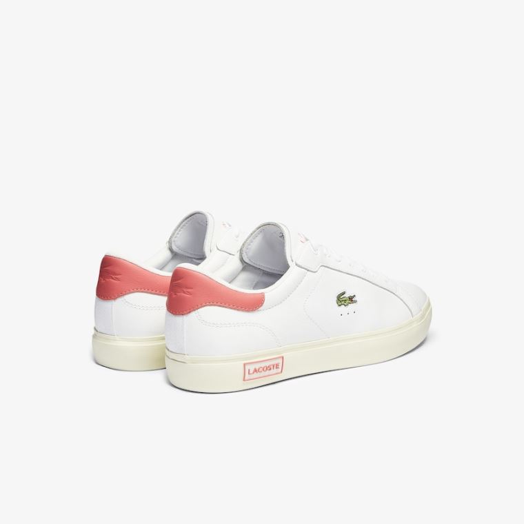 Lacoste Powercourt Smooth Bőr Sneakers Fehér Bézs | 4eKD4pkc