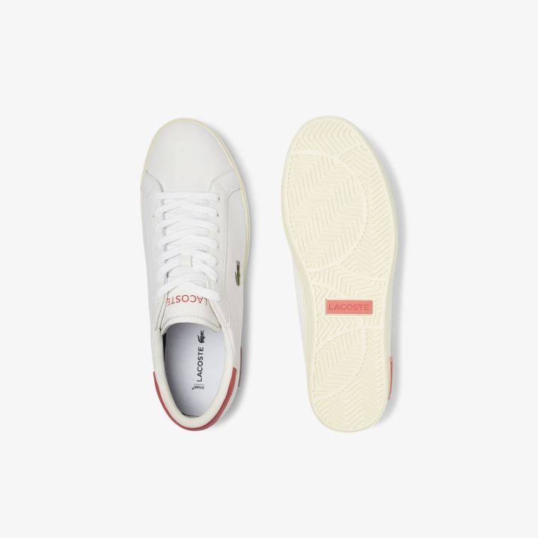 Lacoste Powercourt Smooth Bőr Sneakers Fehér Bézs | 4eKD4pkc