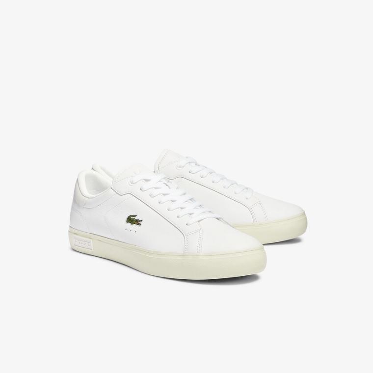 Lacoste Powercourt Smooth Bőr Sneakers Fehér Fehér | TVzcKhkQ