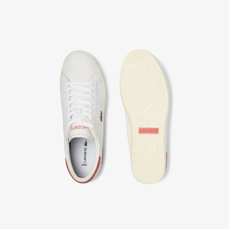 Lacoste Powercourt Smooth Bőr Sneakers Fehér Rózsaszín | cNovvBOS