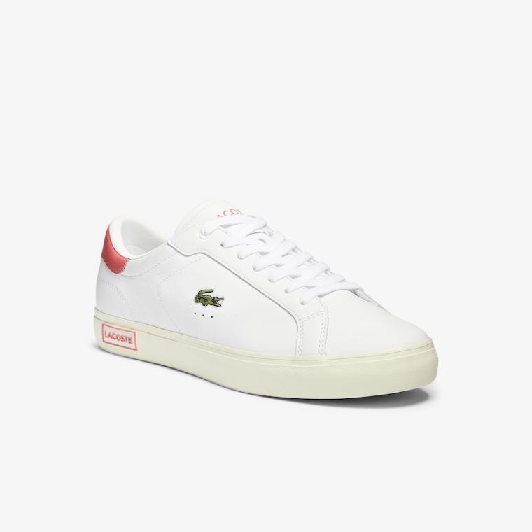 Lacoste Powercourt Smooth Bőr Sneakers Fehér Rózsaszín | cNovvBOS