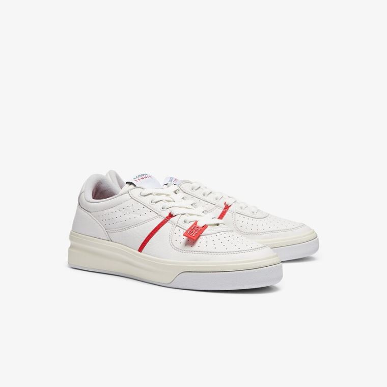 Lacoste Quantace Bőr Sneakers Piros Fehér | HScnKRdE