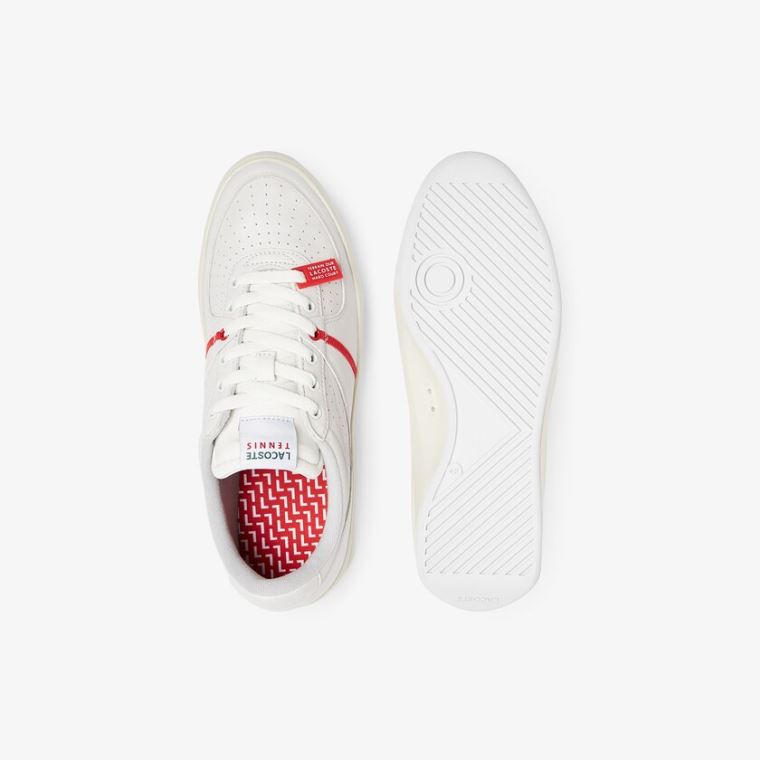 Lacoste Quantace Bőr Sneakers Piros Fehér | HScnKRdE