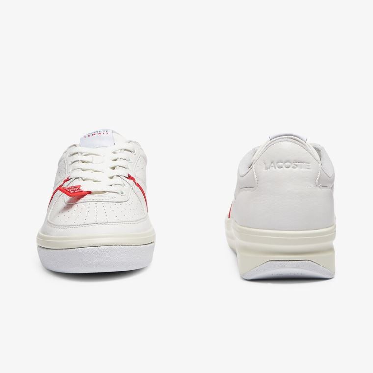 Lacoste Quantace Bőr Sneakers Piros Fehér | HScnKRdE