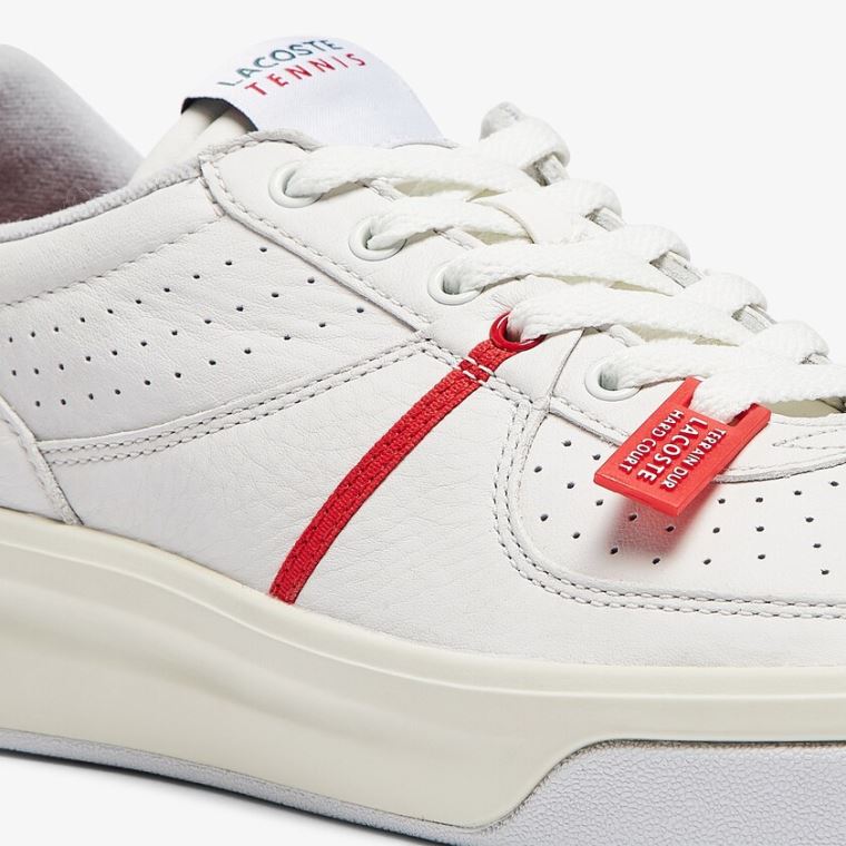 Lacoste Quantace Bőr Sneakers Piros Fehér | HScnKRdE