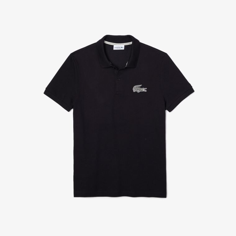 Lacoste Regular Fit Crocodile Badge Pamut Piqué Polo Shirt Sötétkék Kék | U4SWe6kA