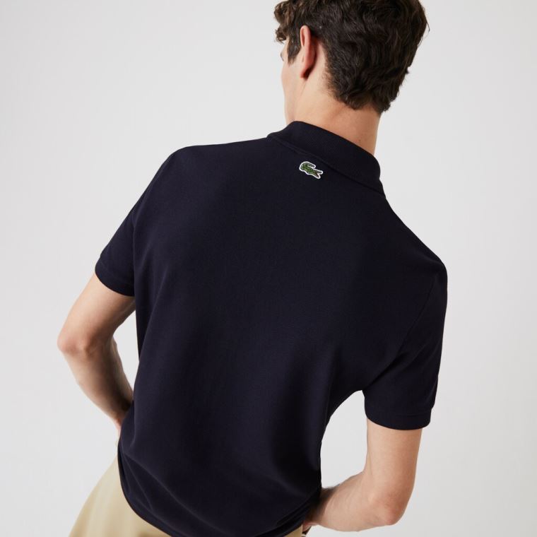 Lacoste Regular Fit Crocodile Badge Pamut Piqué Polo Shirt Sötétkék Kék | U4SWe6kA