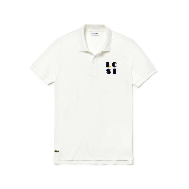 Lacoste Regular Fit LCST Lettering Petit Piqué Polo Fehér | CL9soXWf