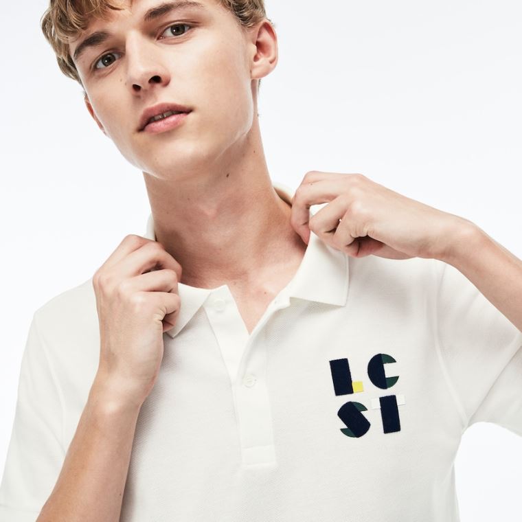 Lacoste Regular Fit LCST Lettering Petit Piqué Polo Fehér | CL9soXWf