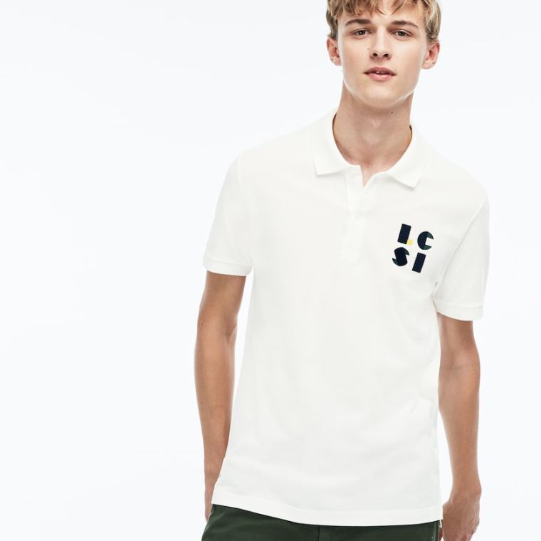 Lacoste Regular Fit LCST Lettering Petit Piqué Polo Fehér | CL9soXWf