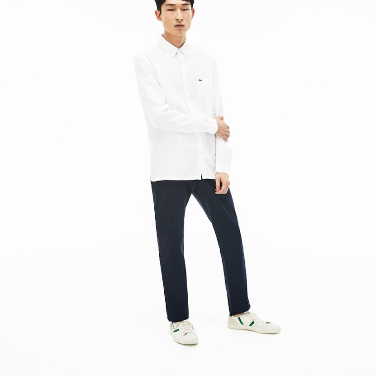 Lacoste Regular Fit Linen Shirt Fehér | kShg2u2R