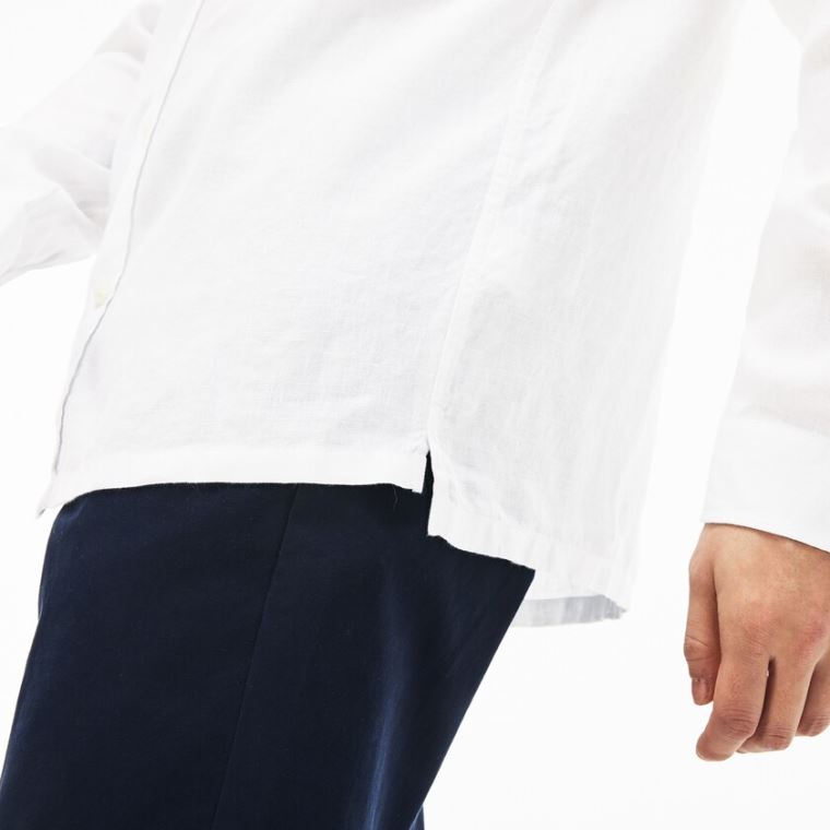 Lacoste Regular Fit Linen Shirt Fehér | kShg2u2R