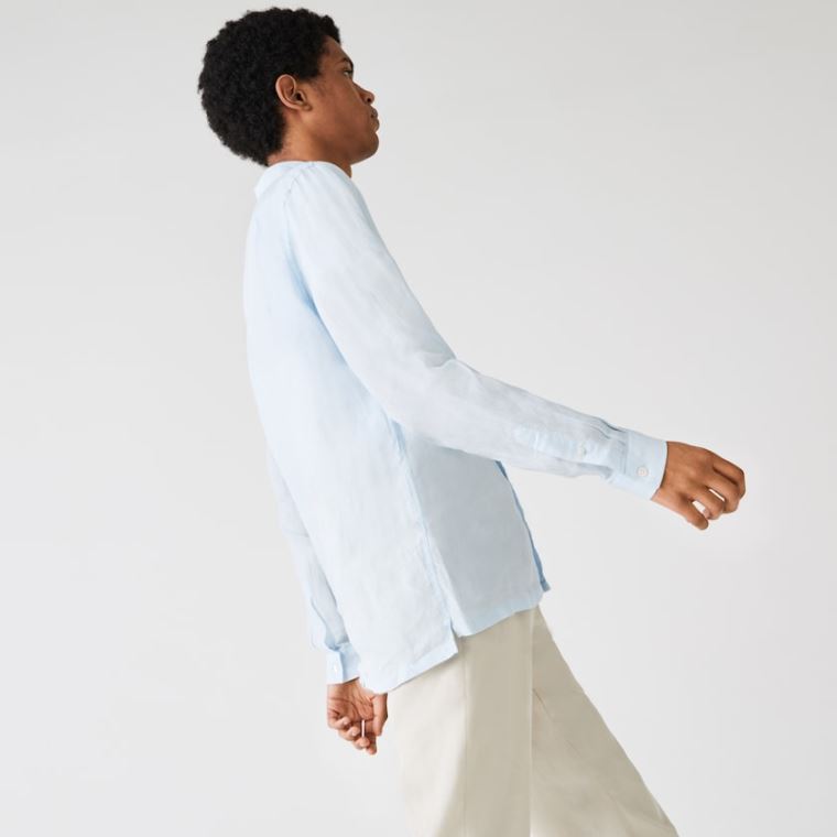 Lacoste Regular Fit Linen Shirt Világos Kék | YcDff4I6