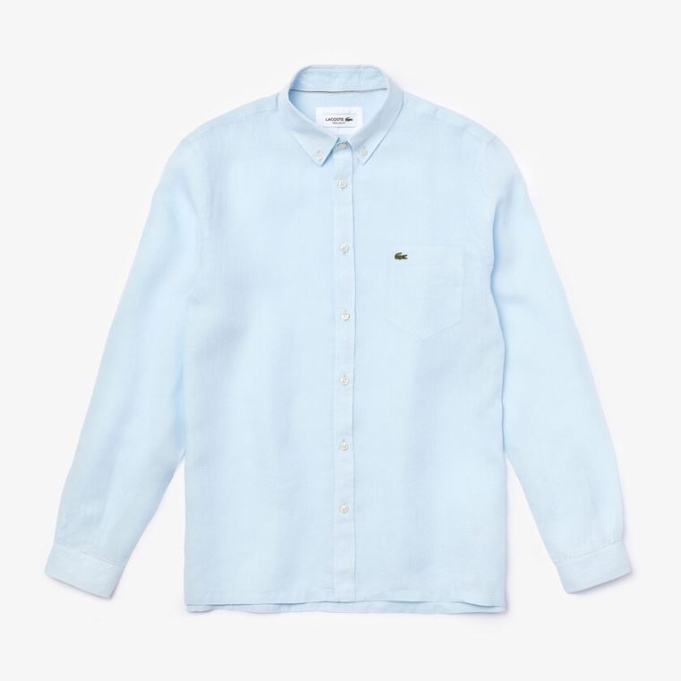 Lacoste Regular Fit Linen Shirt Világos Kék | YcDff4I6