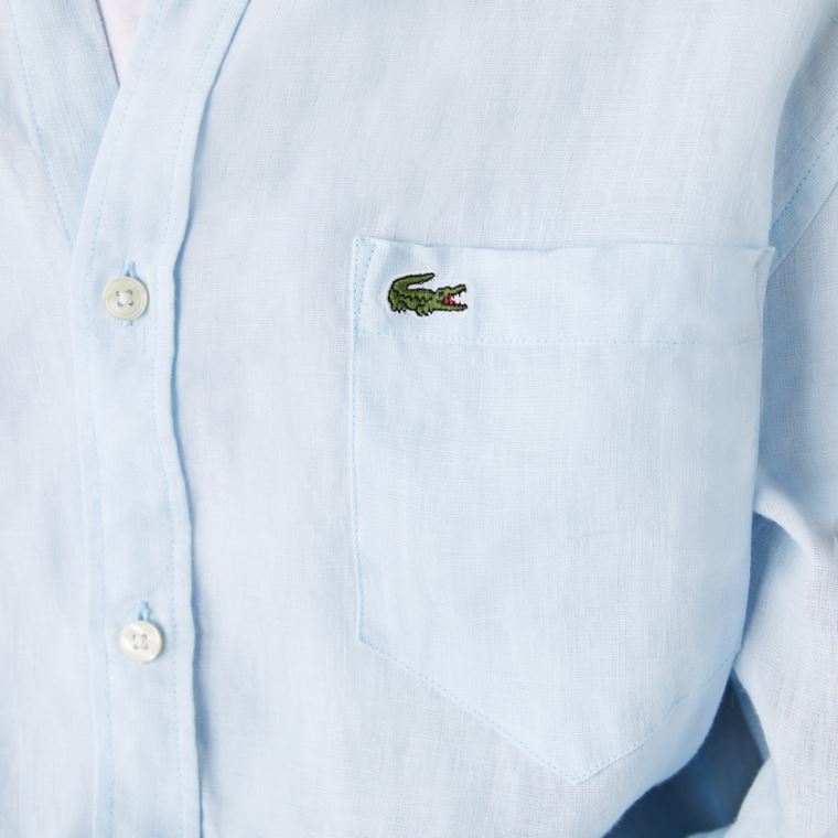 Lacoste Regular Fit Linen Shirt Világos Kék | YcDff4I6