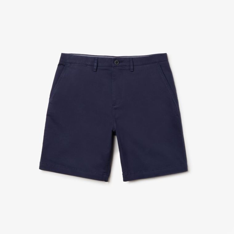 Lacoste Regular Fit Pamut Gabardine Bermuda Shorts Sötétkék Kék | YIihEad2