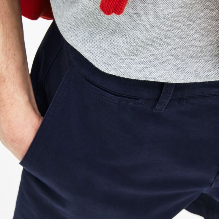 Lacoste Regular Fit Pamut Gabardine Bermuda Shorts Sötétkék Kék | YIihEad2