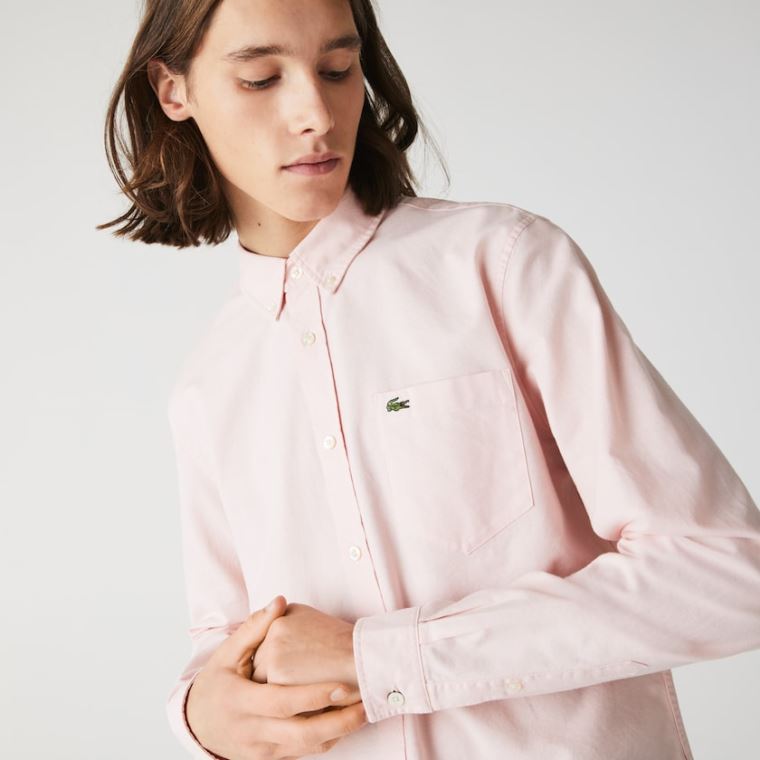 Lacoste Regular Fit Pamut Oxford Shirt Világos Rózsaszín | p4EV8qyR