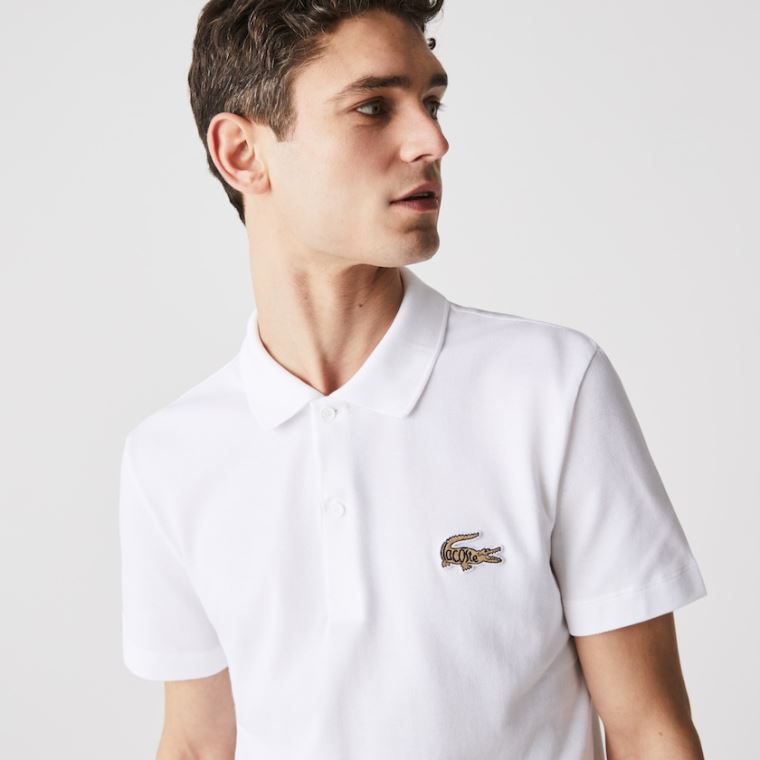 Lacoste Regular Fit Pamut Piqué Polo Fehér | eYdTGkYr