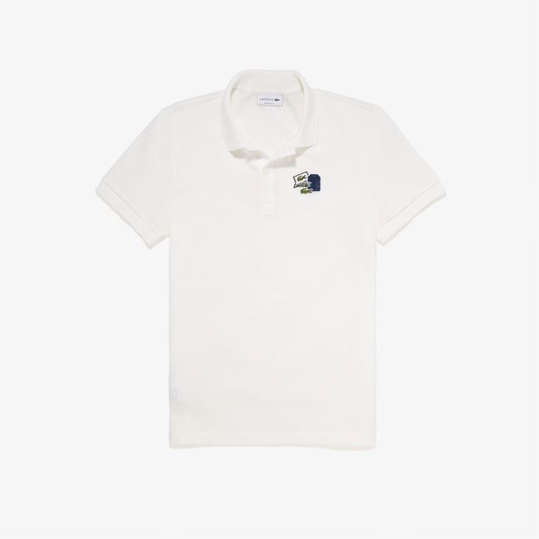 Lacoste Regular Fit Pamut Piqué Polo Shirt Fehér Kék | eh6WxqAk