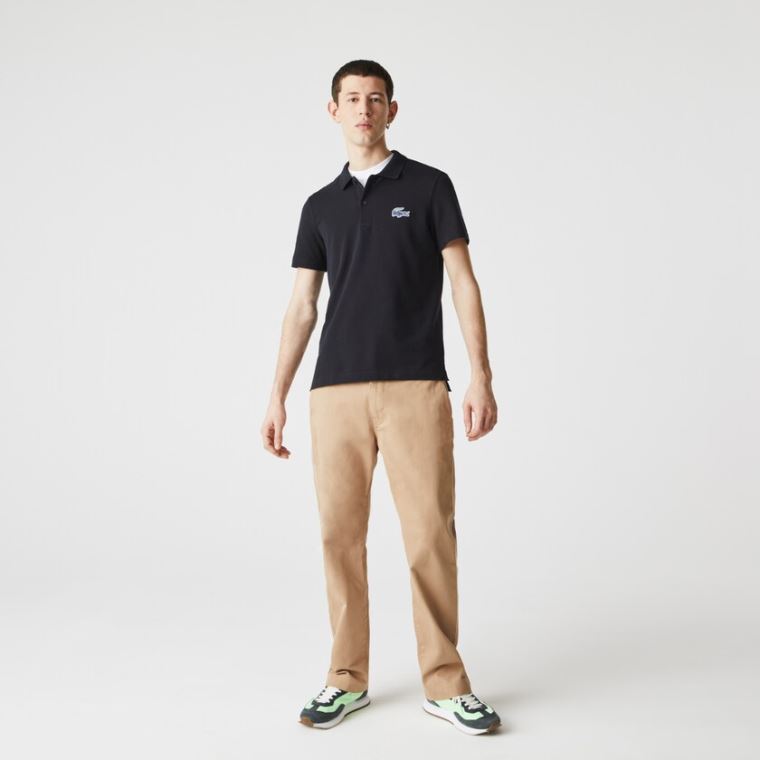 Lacoste Regular Fit Pamut Piqué Polo Sötétkék Kék | K14SmEld