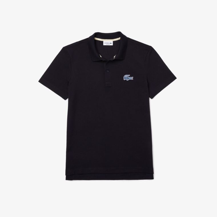 Lacoste Regular Fit Pamut Piqué Polo Sötétkék Kék | K14SmEld