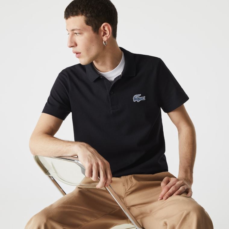 Lacoste Regular Fit Pamut Piqué Polo Sötétkék Kék | K14SmEld