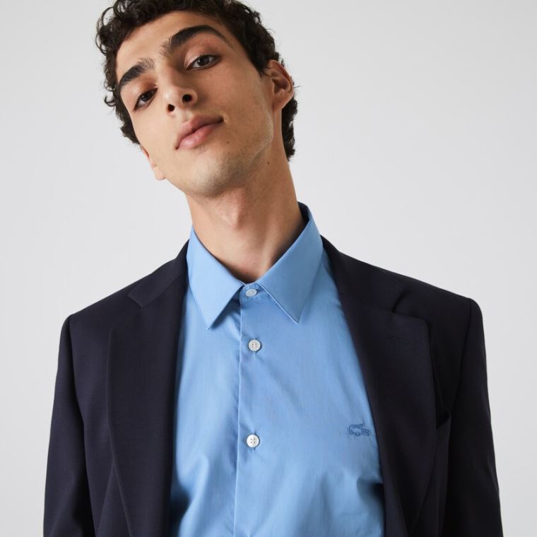 Lacoste Regular Fit Premium Pamut Poplin Shirt Világos Kék | 0TLrxu3N