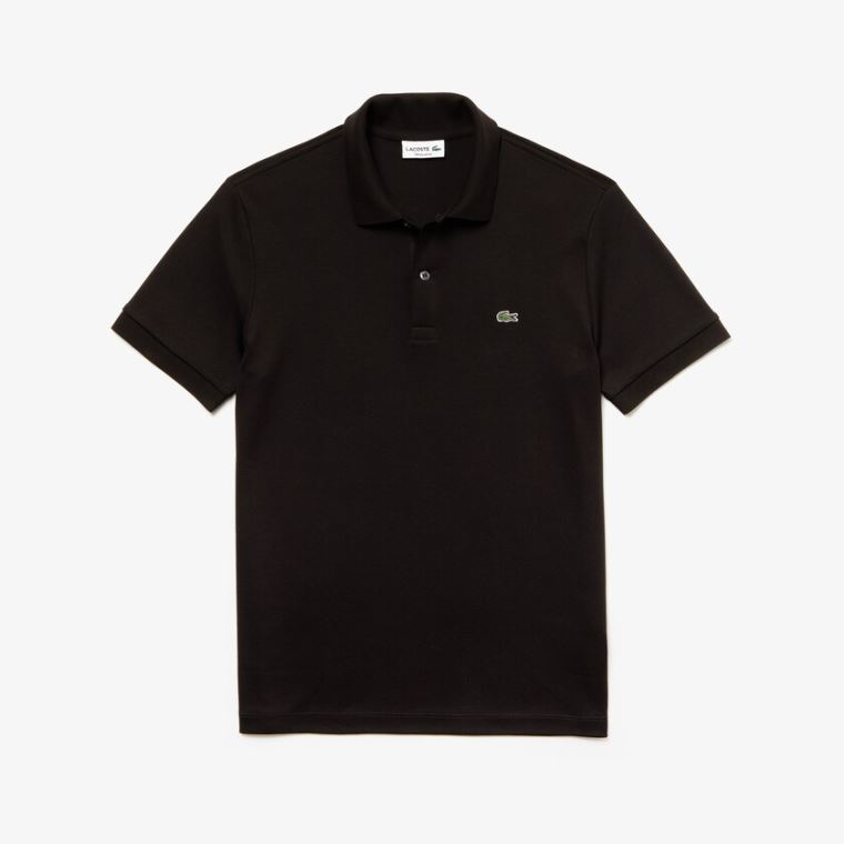 Lacoste Regular Fit Soft Pamut Polo Fekete | pVMMqT56