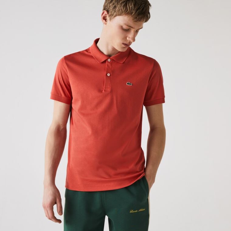 Lacoste Regular Fit Soft Pamut Polo Piros | DUpvssfn