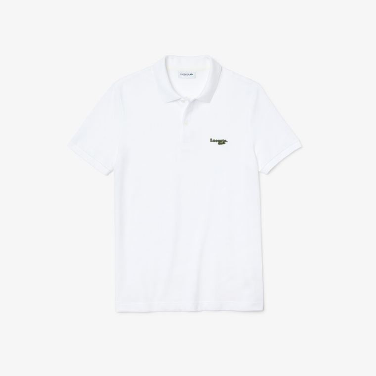 Lacoste Regular Fit Solid Pamut Piqué Polo With Badge Fehér | RnsPdWd2