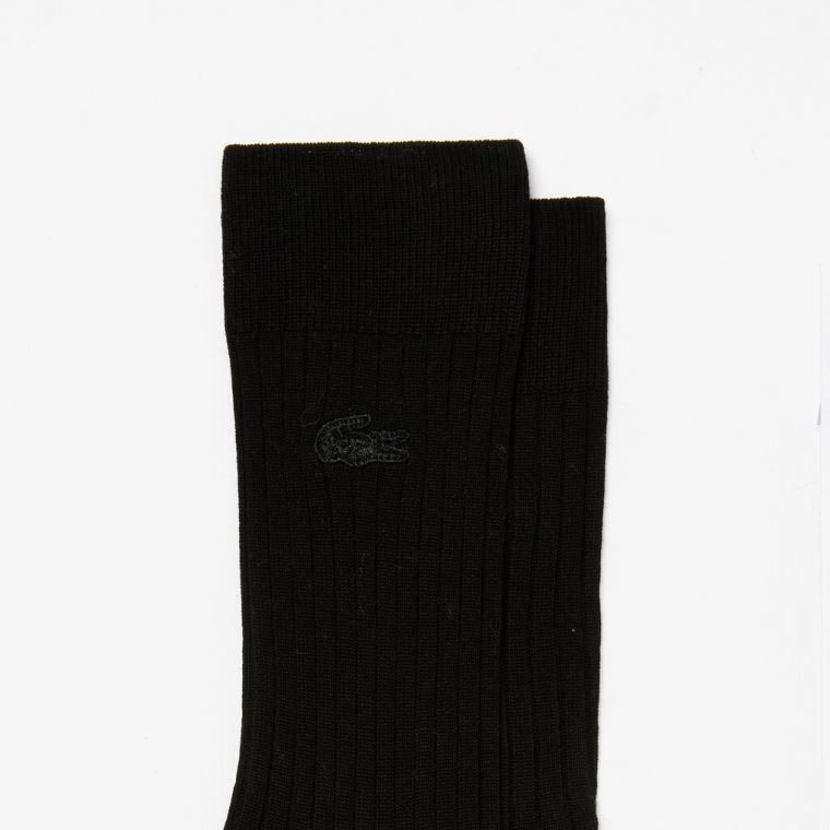 Lacoste Ribbed Pamut Blend Socks Fekete | e1naG3lz