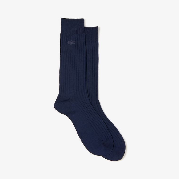 Lacoste Ribbed Socks Sötétkék Kék | 3CpoUqOT