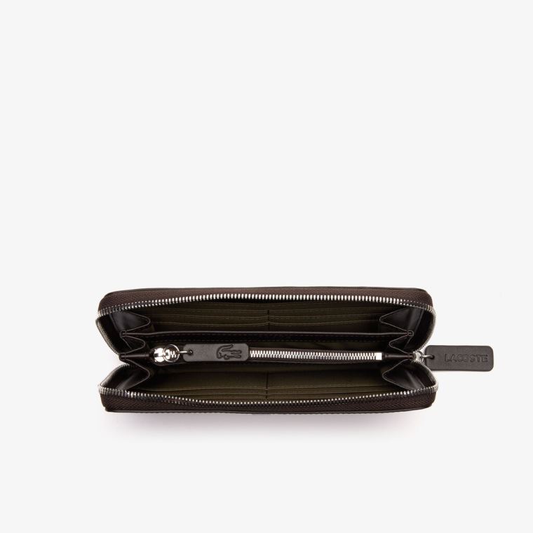 Lacoste Robert George Coated Print Vászon Zip Wallet Zöld | OvOaYZcq