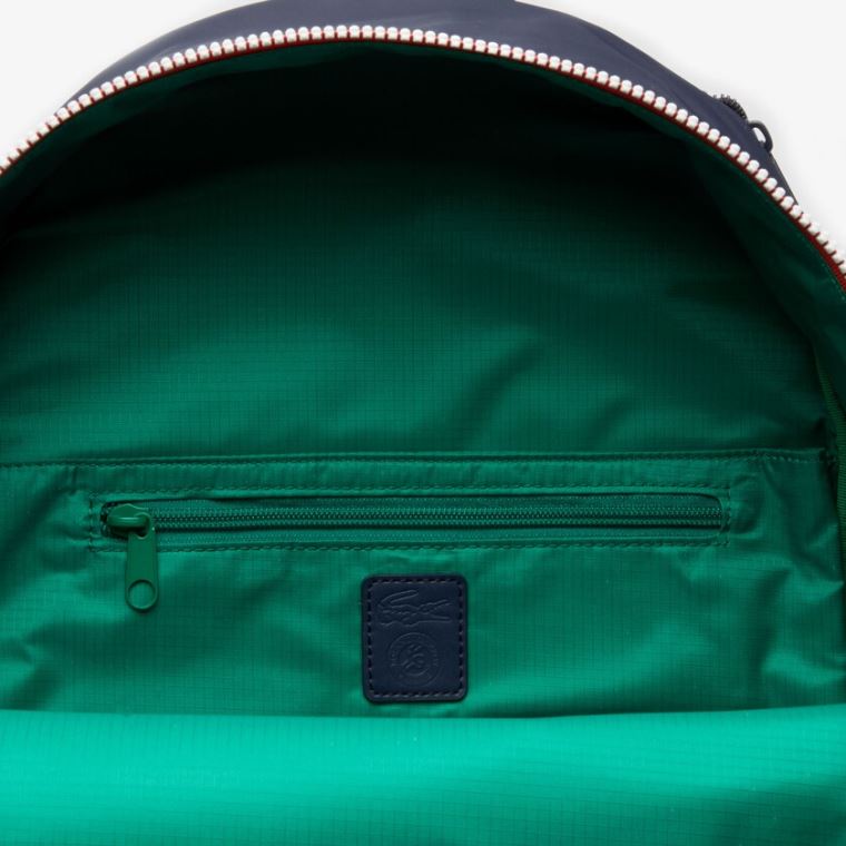 Lacoste Roland Garros Nejlon Backpack Sötétkék Zöld | 8LICLmTr