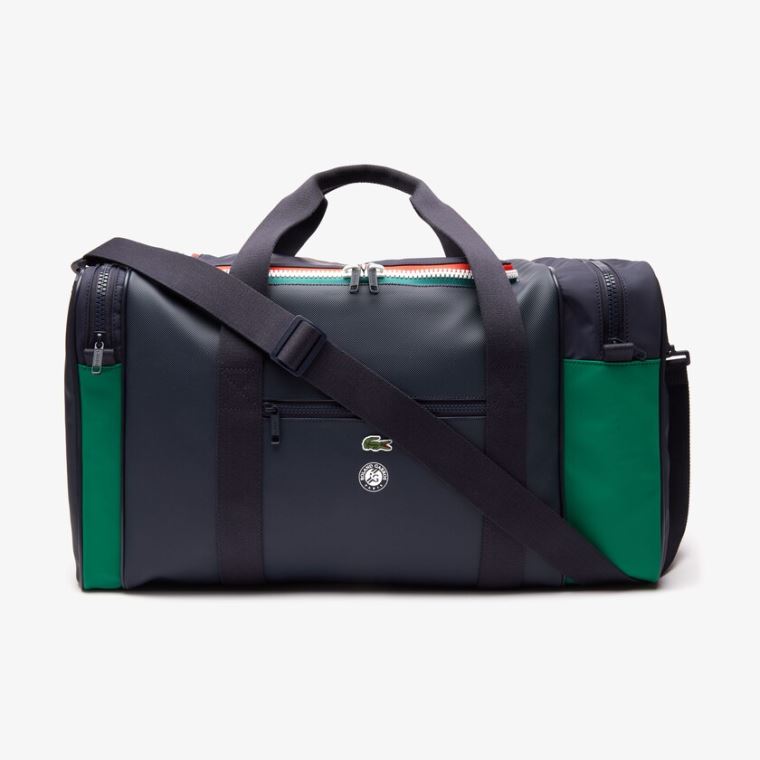 Lacoste Roland Garros Two-Tone Nejlon Zippered Sports Bag Sötétkék Zöld | MVoyQnDl