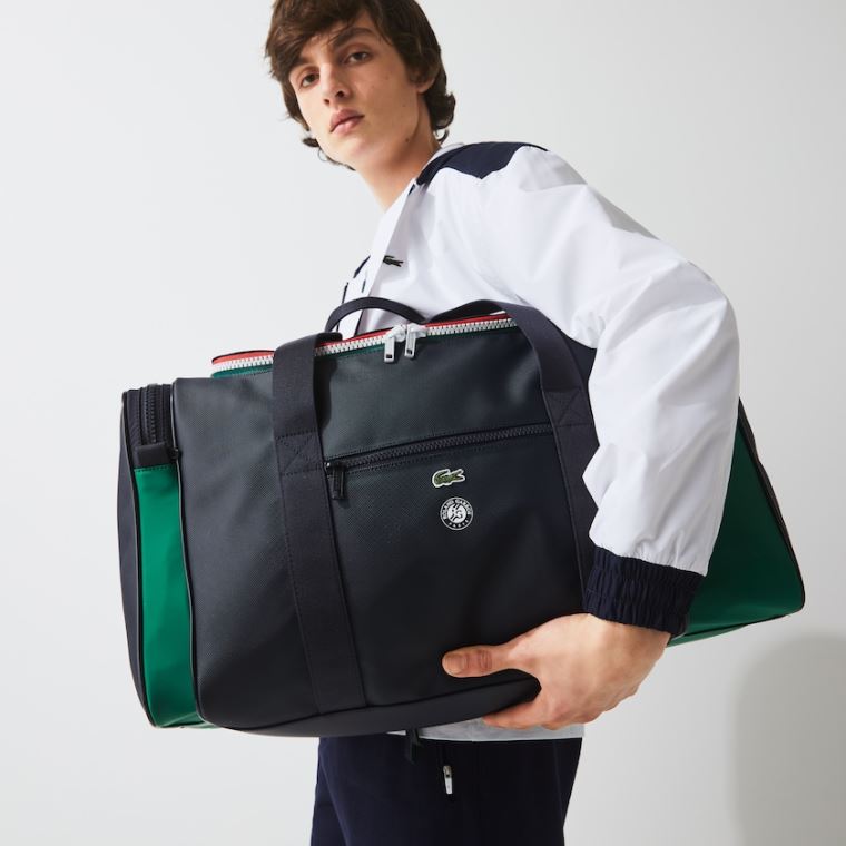 Lacoste Roland Garros Two-Tone Nejlon Zippered Sports Bag Sötétkék Zöld | MVoyQnDl