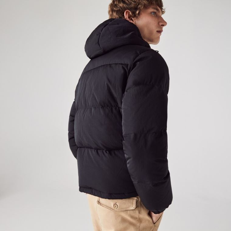 Lacoste Rövid Könnyű Vizi-Resistant Puffer Coat Fekete | xwpqtK5Q