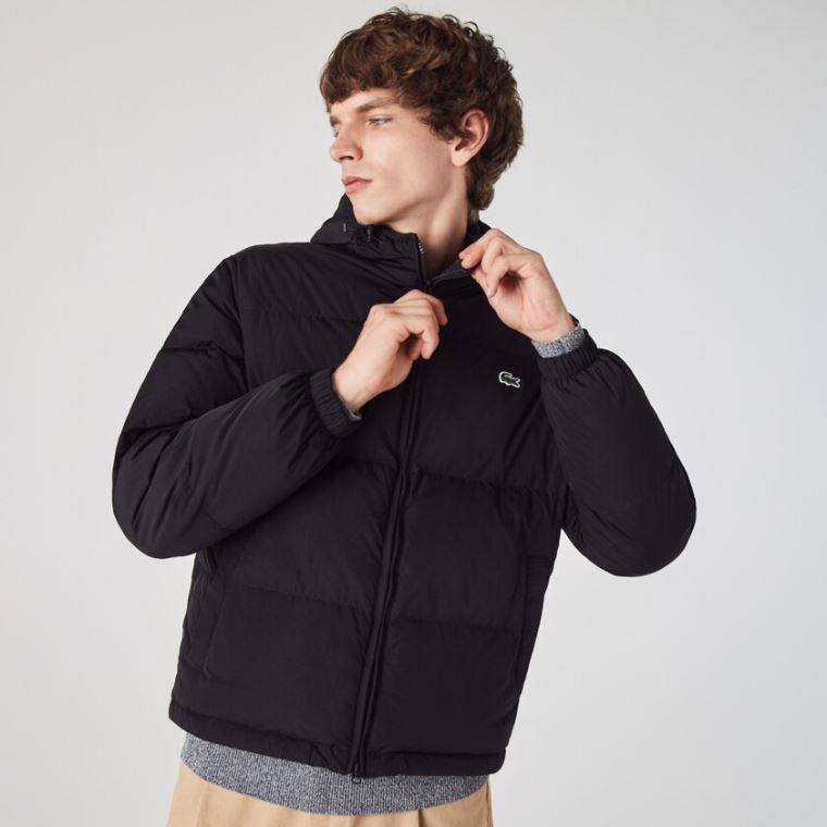 Lacoste Rövid Könnyű Vizi-Resistant Puffer Coat Fekete | xwpqtK5Q