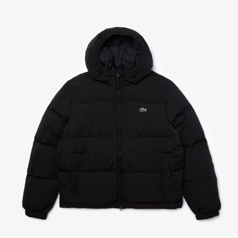 Lacoste Rövid Könnyű Vizi-Resistant Puffer Coat Fekete | xwpqtK5Q