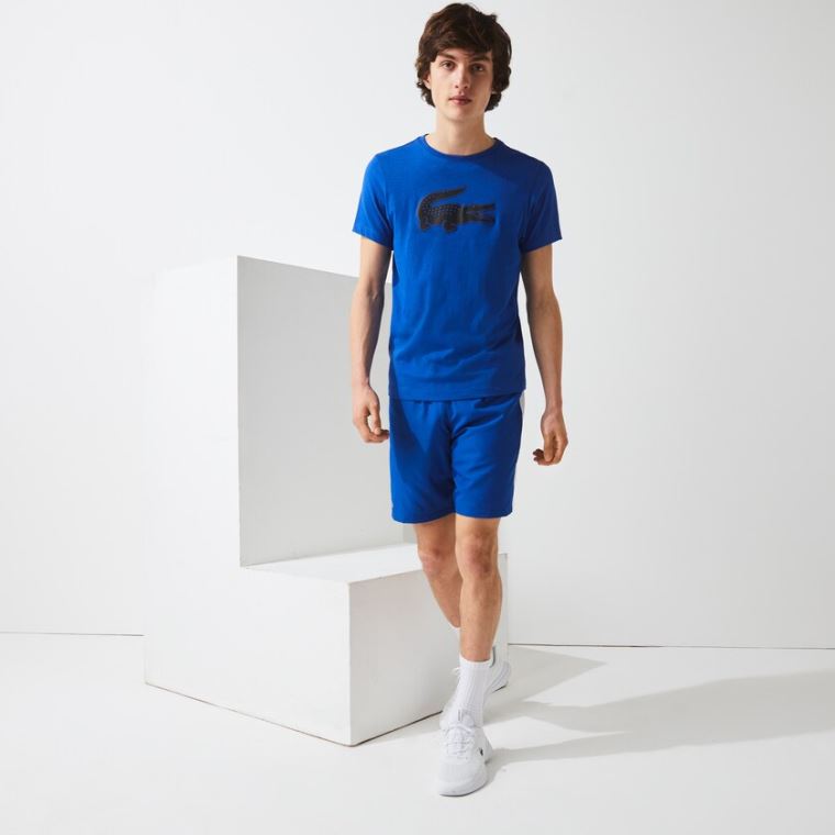 Lacoste SPORT 3D Print Crocodile Légáteresztő Jersey T-shirt Kék Fekete | 85iCvAg3