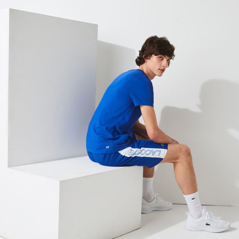 Lacoste SPORT 3D Print Crocodile Légáteresztő Jersey T-shirt Kék Fekete | 85iCvAg3