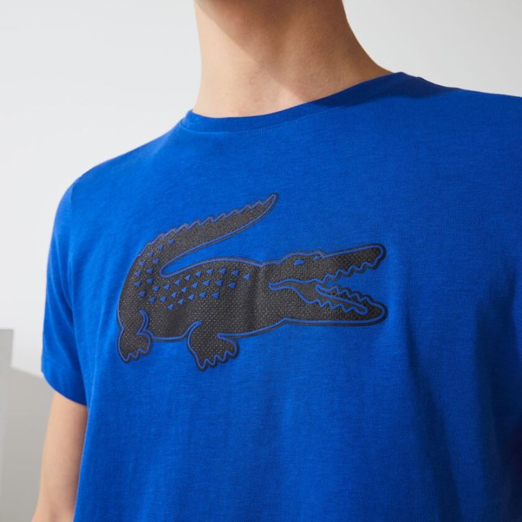 Lacoste SPORT 3D Print Crocodile Légáteresztő Jersey T-shirt Kék Fekete | 85iCvAg3