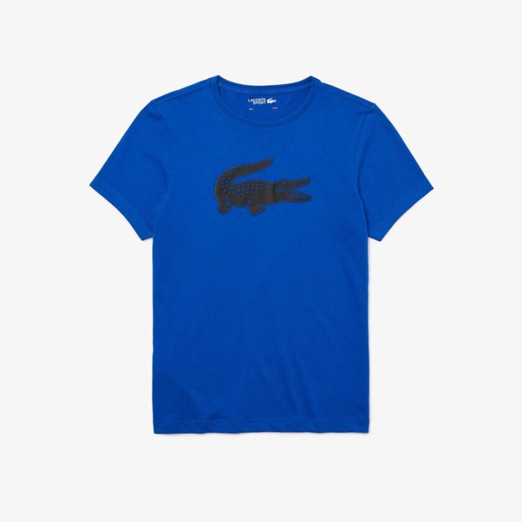 Lacoste SPORT 3D Print Crocodile Légáteresztő Jersey T-shirt Kék Fekete | 85iCvAg3