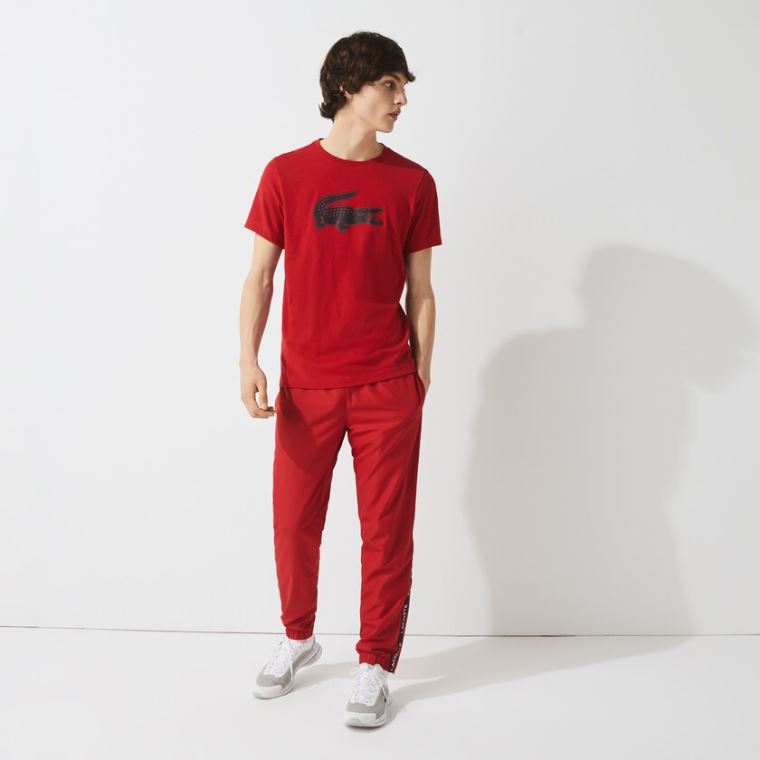 Lacoste SPORT 3D Print Crocodile Légáteresztő Jersey T-shirt Piros Sötétkék Kék | qzBvNZLe