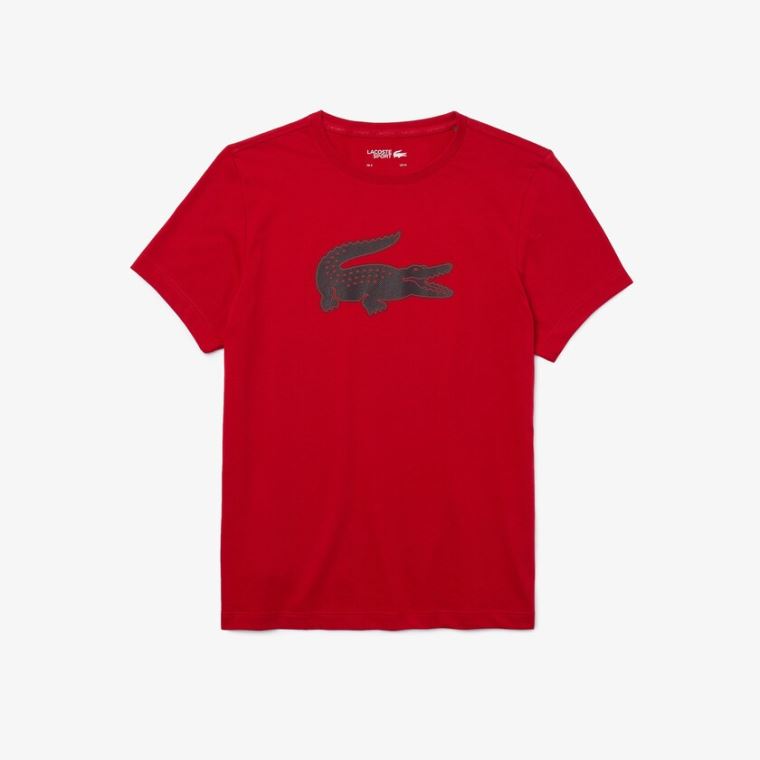 Lacoste SPORT 3D Print Crocodile Légáteresztő Jersey T-shirt Piros Sötétkék Kék | qzBvNZLe