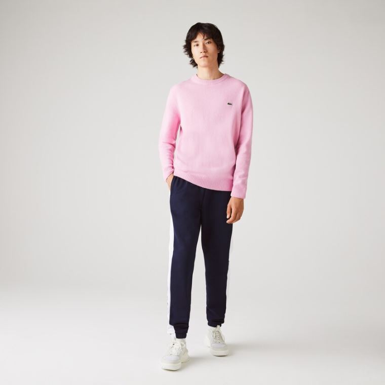 Lacoste SPORT Bicolour Fleece Jogging Pants Sötétkék Kék Fehér | hFvxn2ij