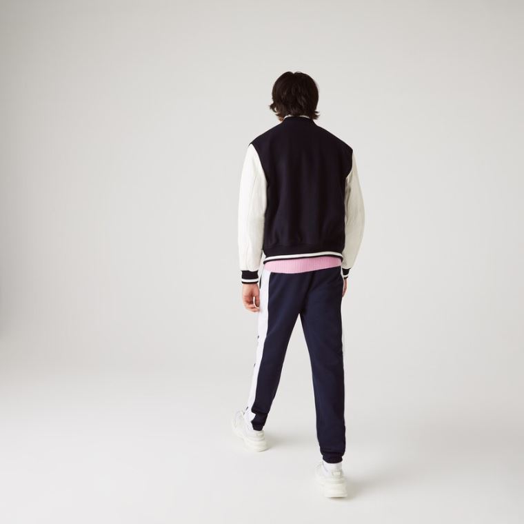 Lacoste SPORT Bicolour Fleece Jogging Pants Sötétkék Kék Fehér | hFvxn2ij