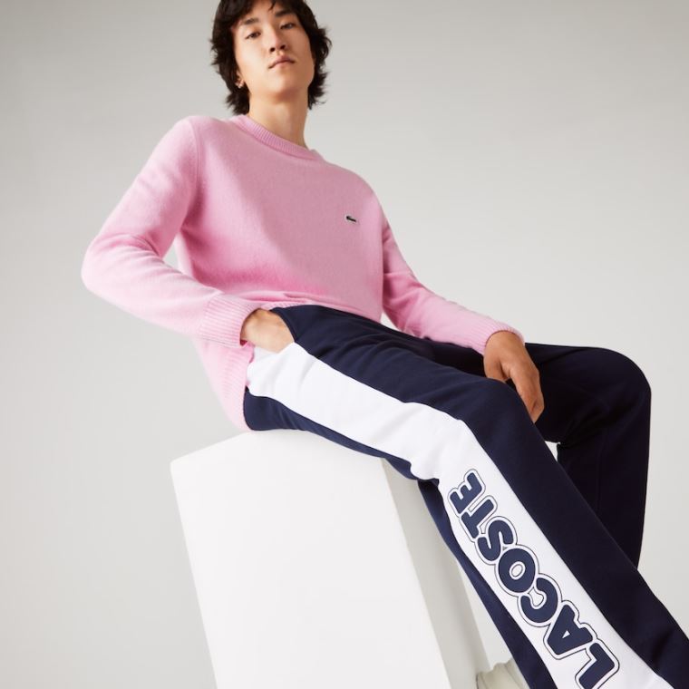 Lacoste SPORT Bicolour Fleece Jogging Pants Sötétkék Kék Fehér | hFvxn2ij